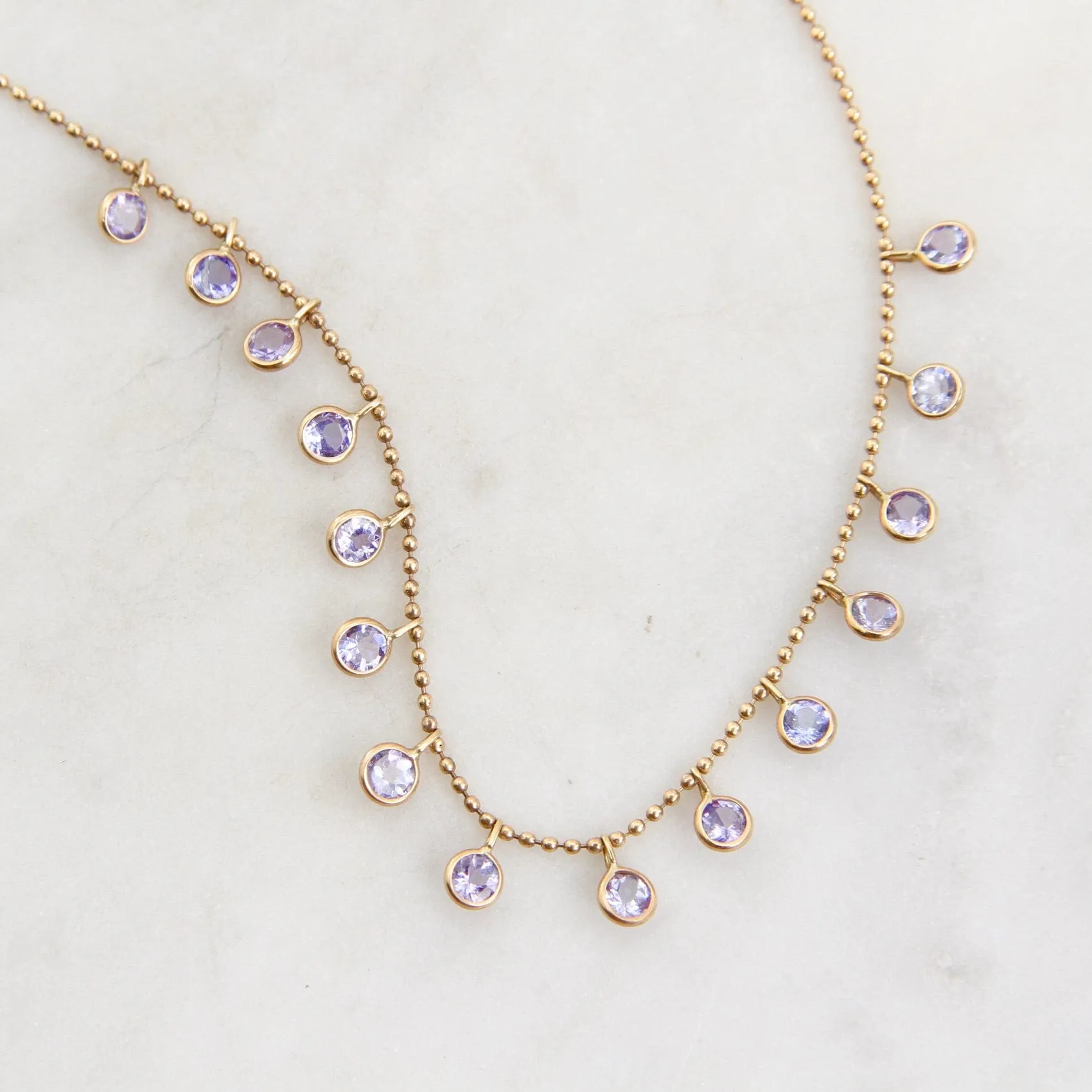 14k Gold Tanzanite Tiara Necklace