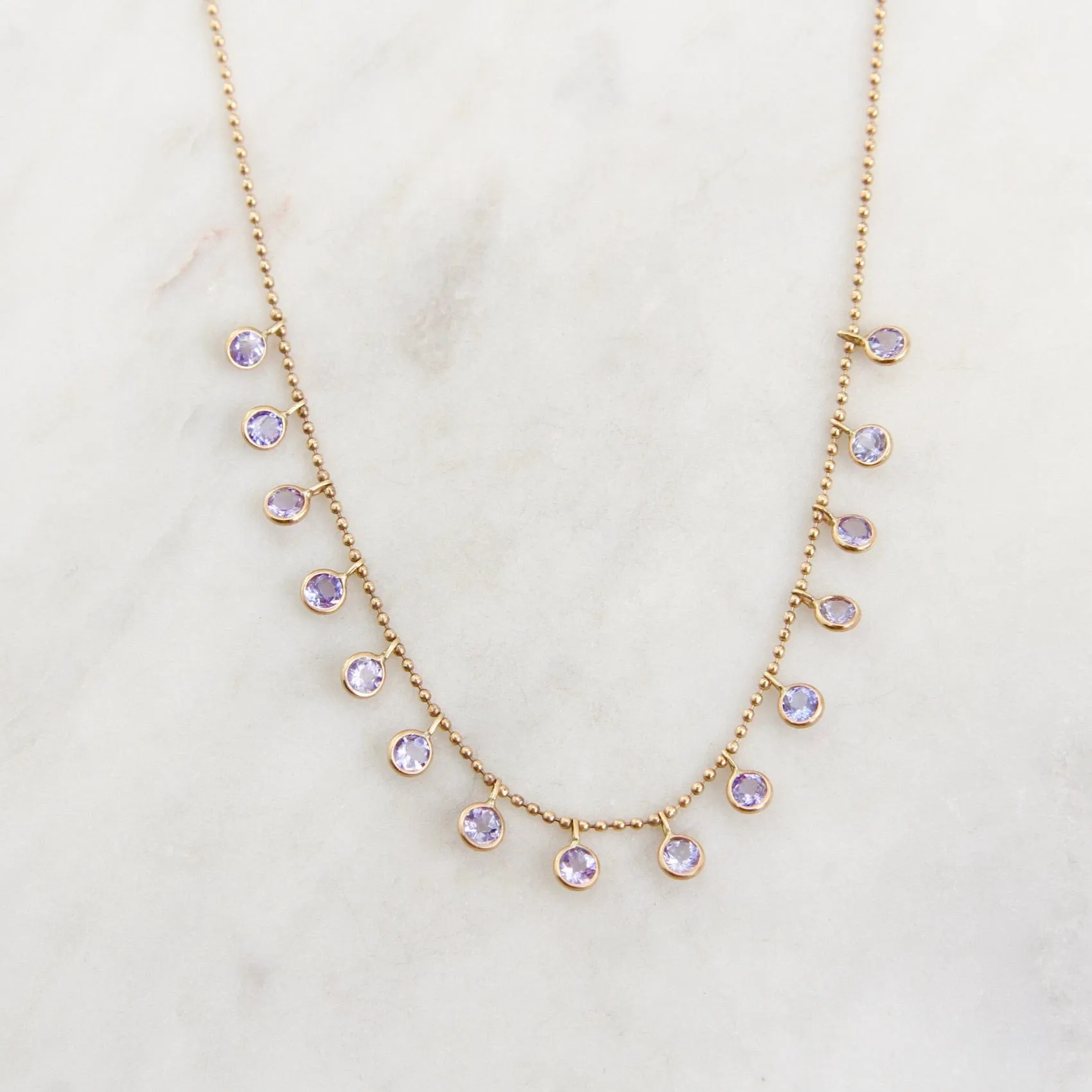 14k Gold Tanzanite Tiara Necklace