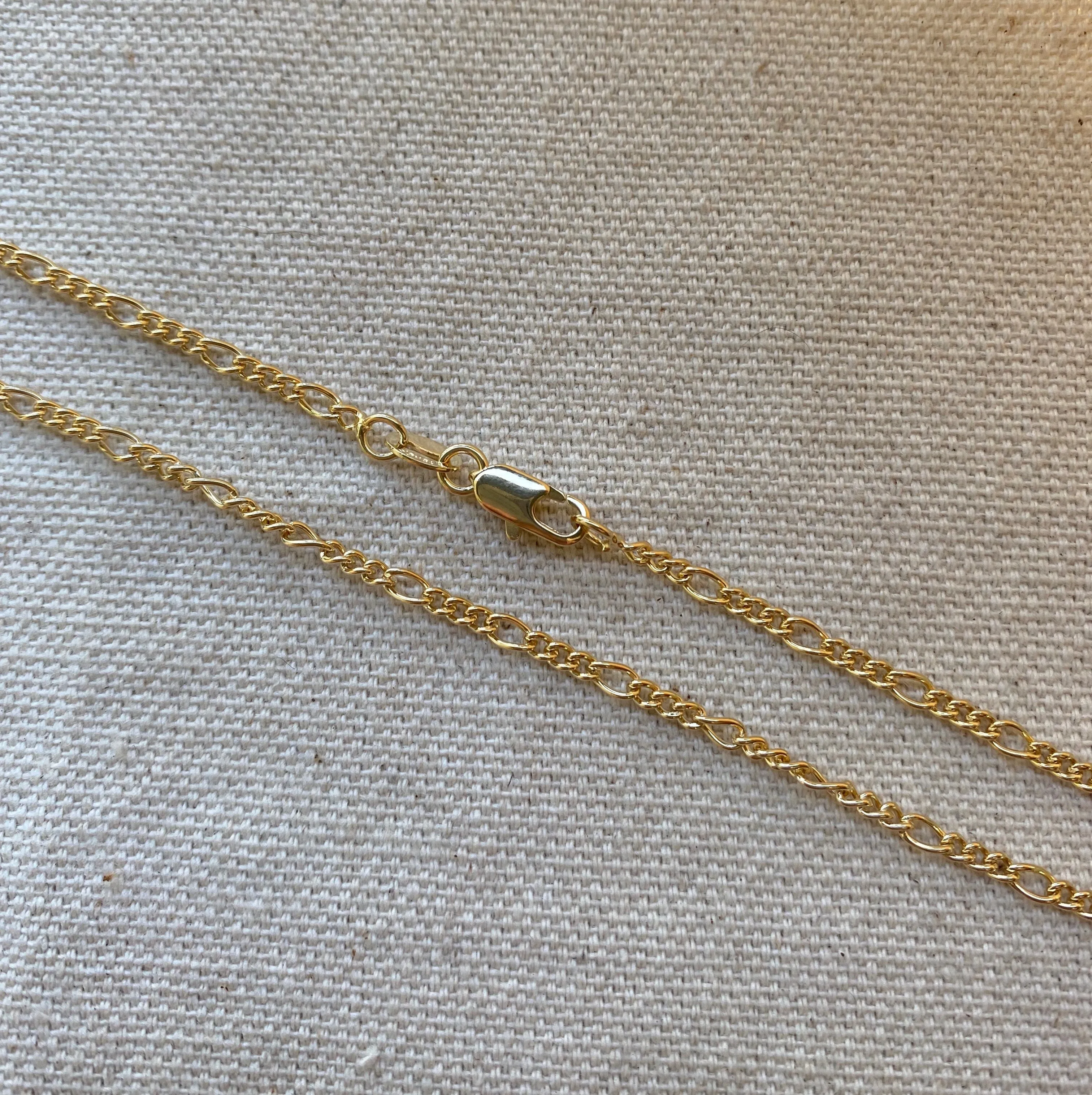 18k Gold Filled 2mm Rounded 3x1 Figaro Chain