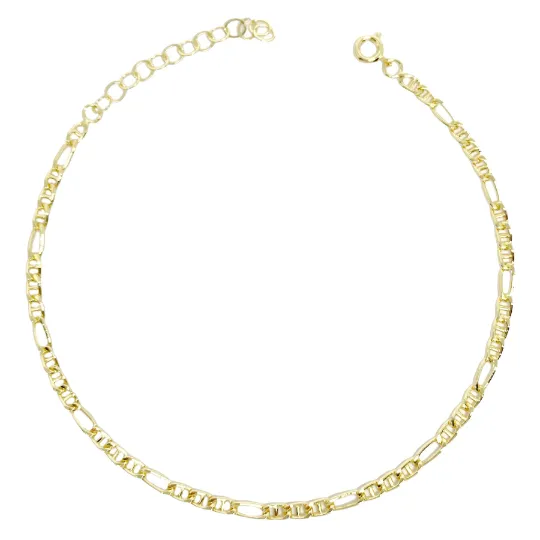 18k Gold Filled 3.5mm Figaro Mariner Figarucci 9 Anklet