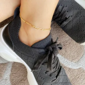 18k Gold Filled 3.5mm Figaro Mariner Figarucci 9 Anklet