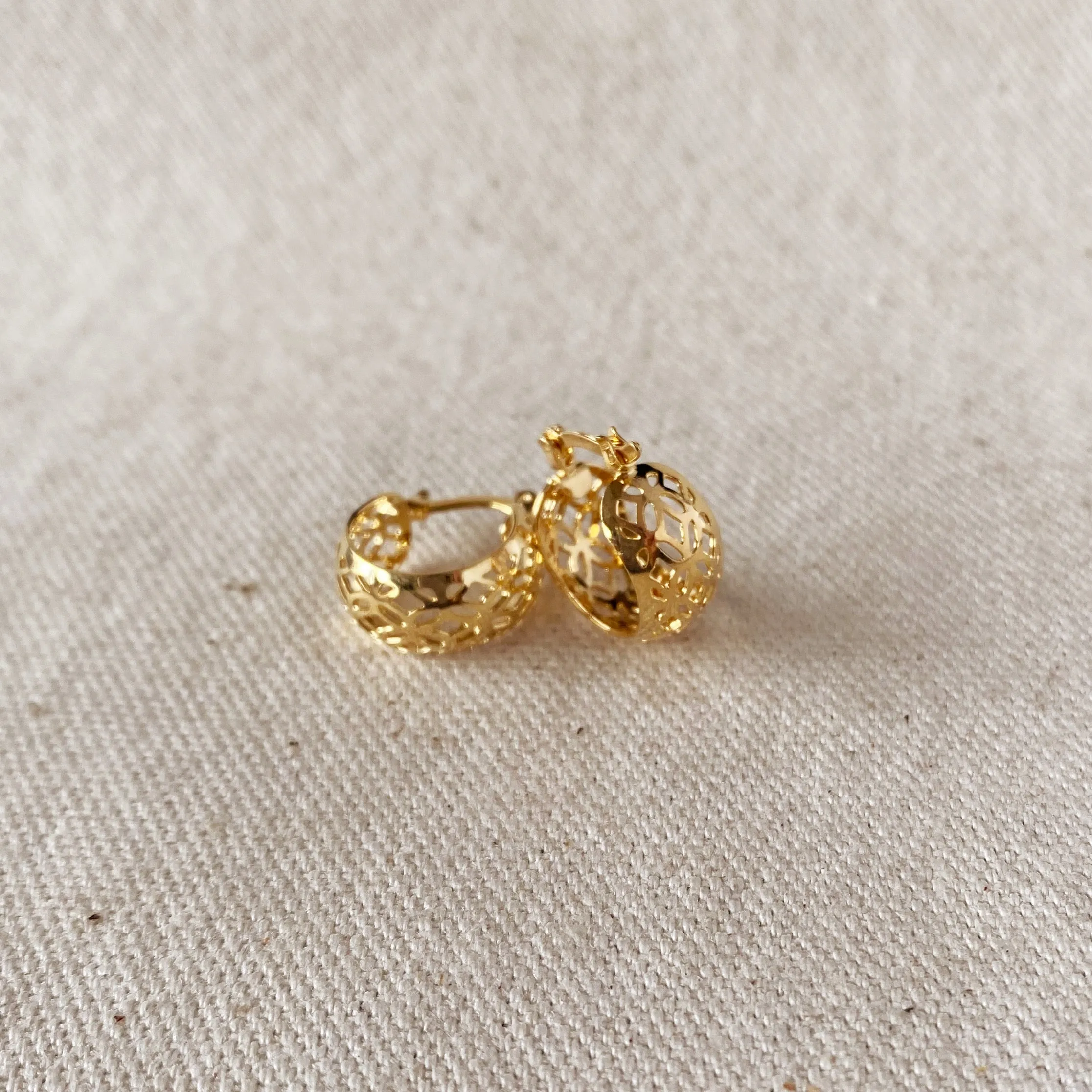 18k Gold Filled Vintage Detailed Hoop Earrings