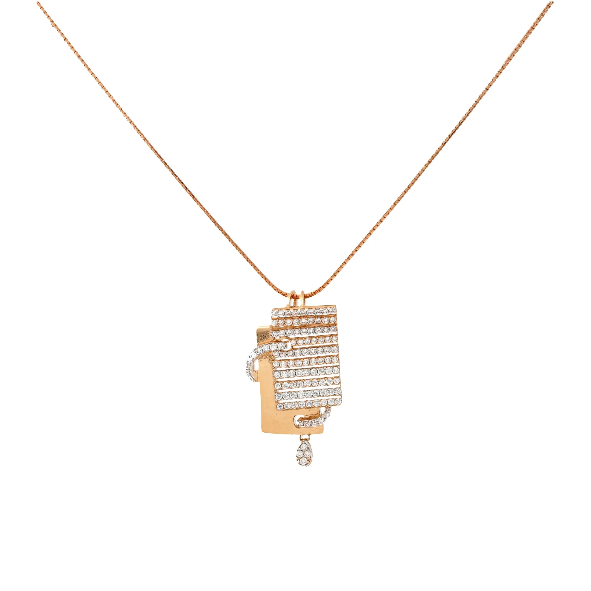 18K Rose Gold & CZ Necklace Set (8.3gm)