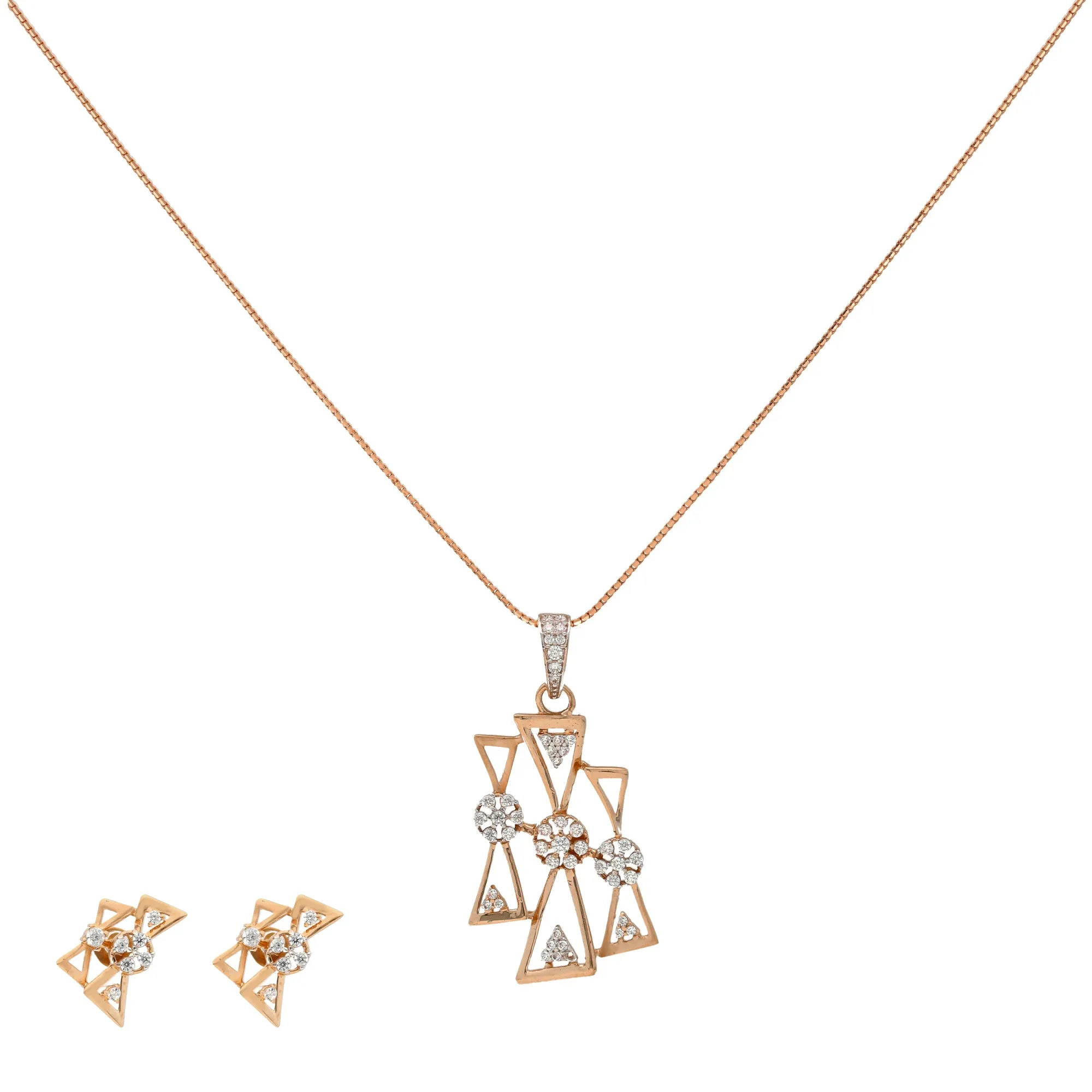 18K Rose Gold & CZ Pendant Set (9.5gm)