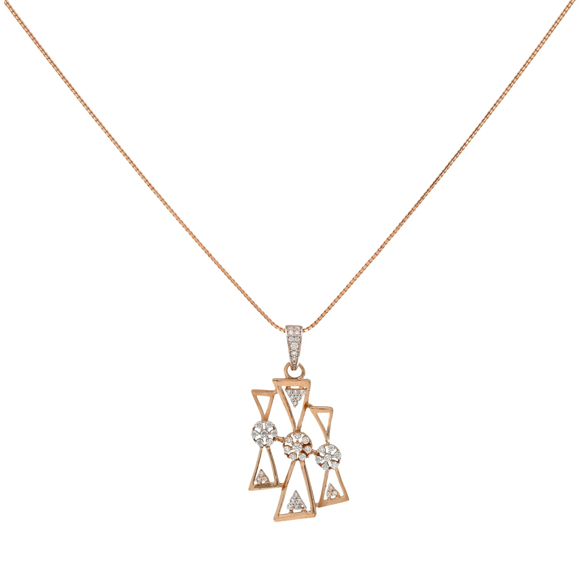 18K Rose Gold & CZ Pendant Set (9.5gm)