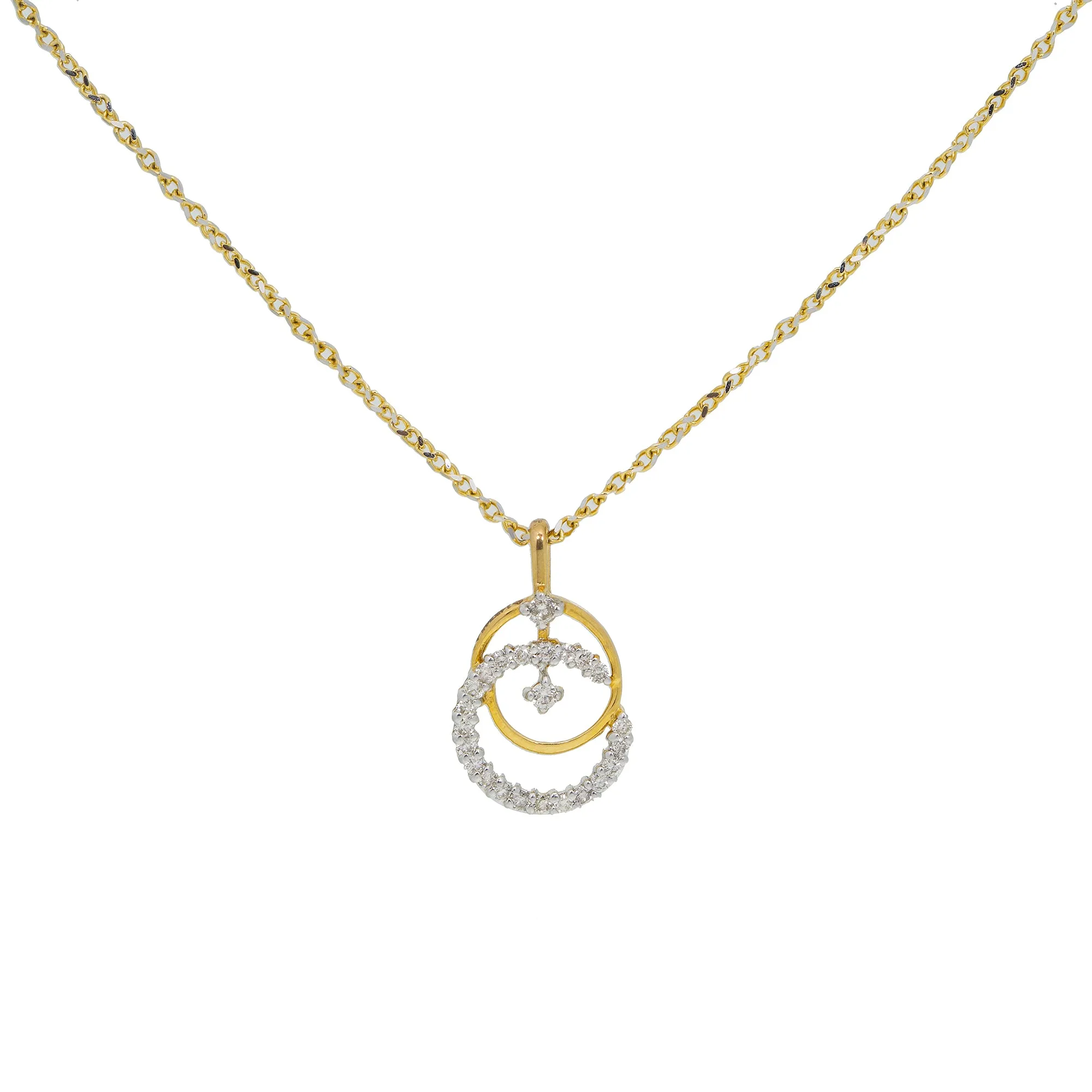 18K Yellow & White Gold Diamond Pendant Set (5.7gm)