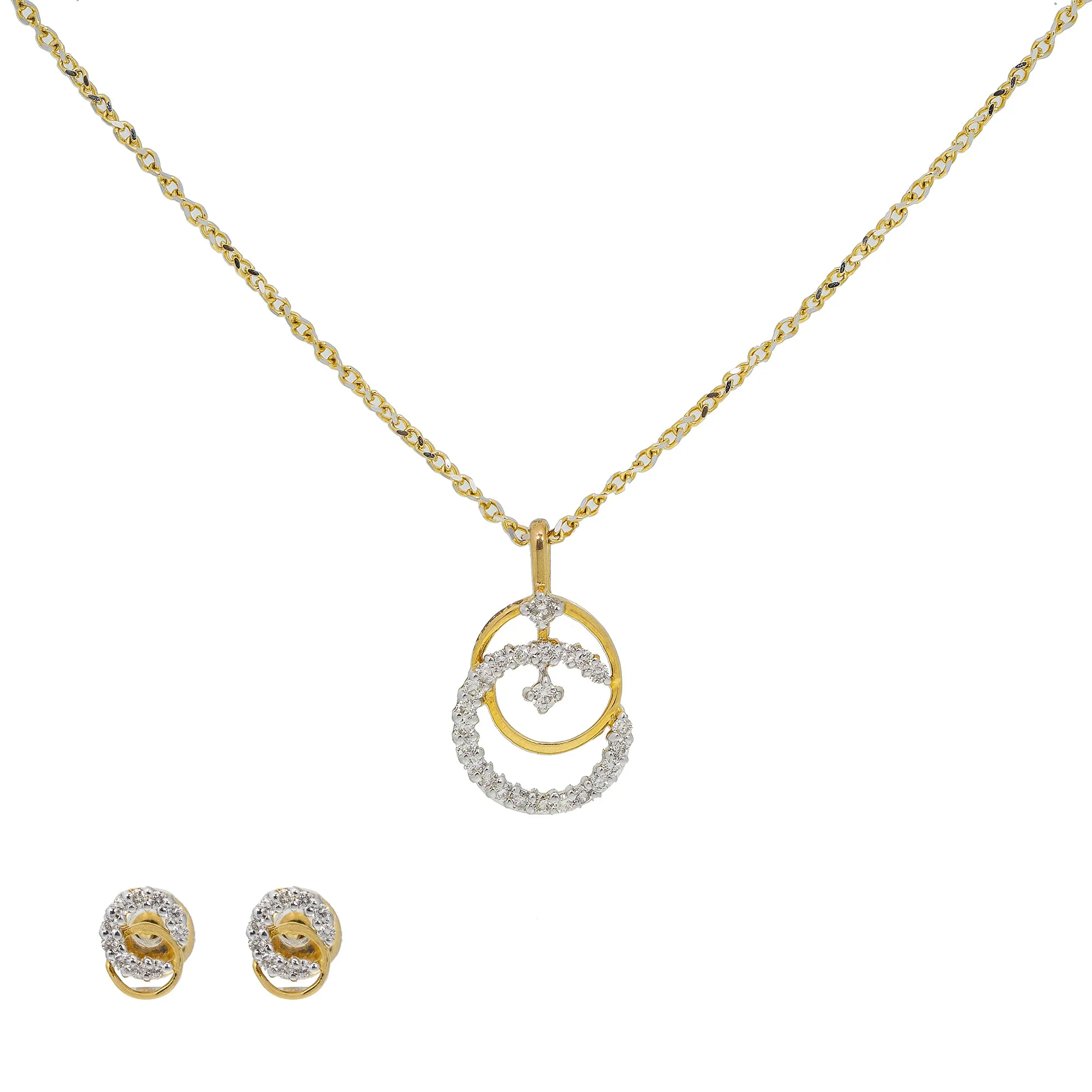 18K Yellow & White Gold Diamond Pendant Set (5.7gm)