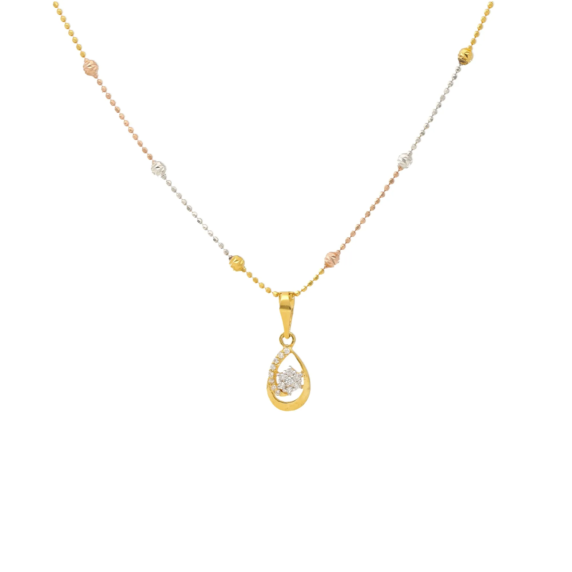 22K Yellow Gold & CZ Fancy Pendant Set (7.6gm)