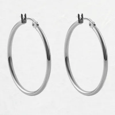 30mm Silver Creole Valentano Hoop Earrings