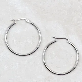 30mm Silver Creole Valentano Hoop Earrings