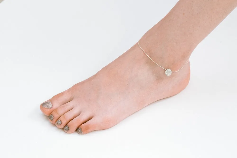 925 round pendant anklet-p