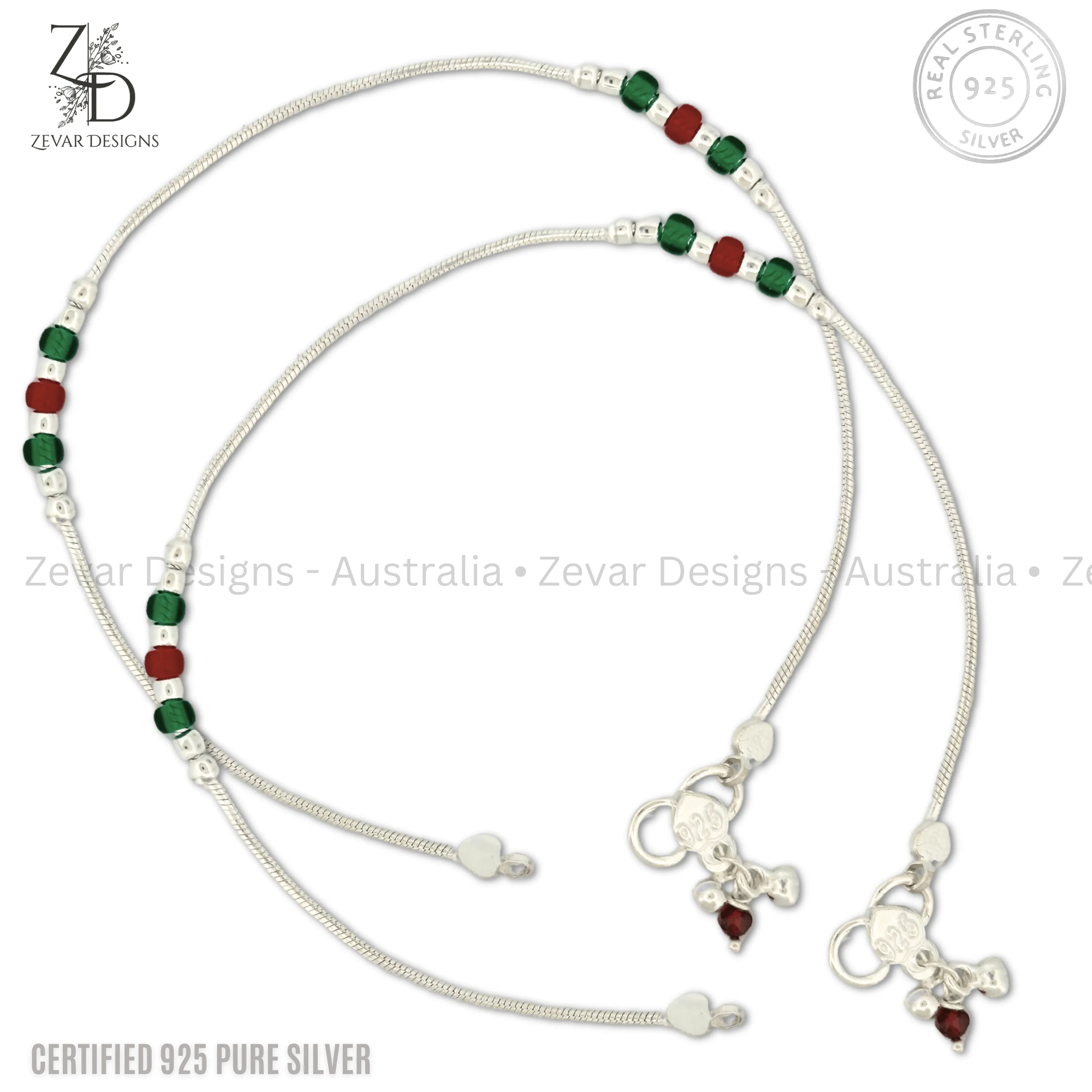 925 Sterling Silver Sleek Anklets Pair