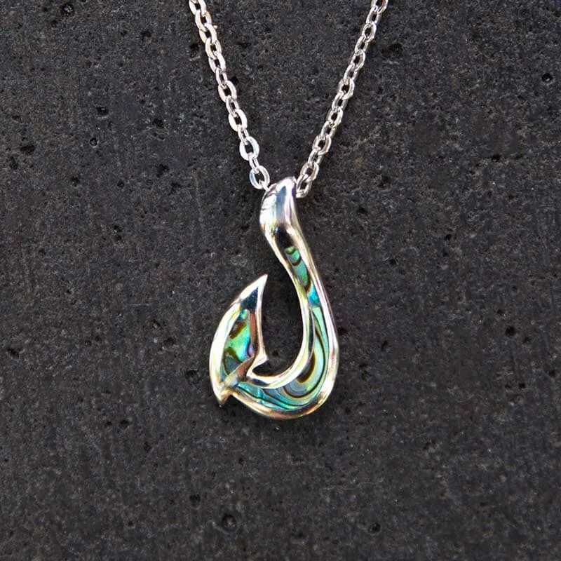 Abalone Fishhook Pendant