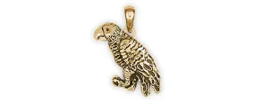 African Grey Jewelry 14k Gold Handmade African Grey Pendant  AFG13X-PG