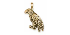 African Grey Pendant Jewelry 14k Gold Handmade Parrot Pendant AFG1X-PG