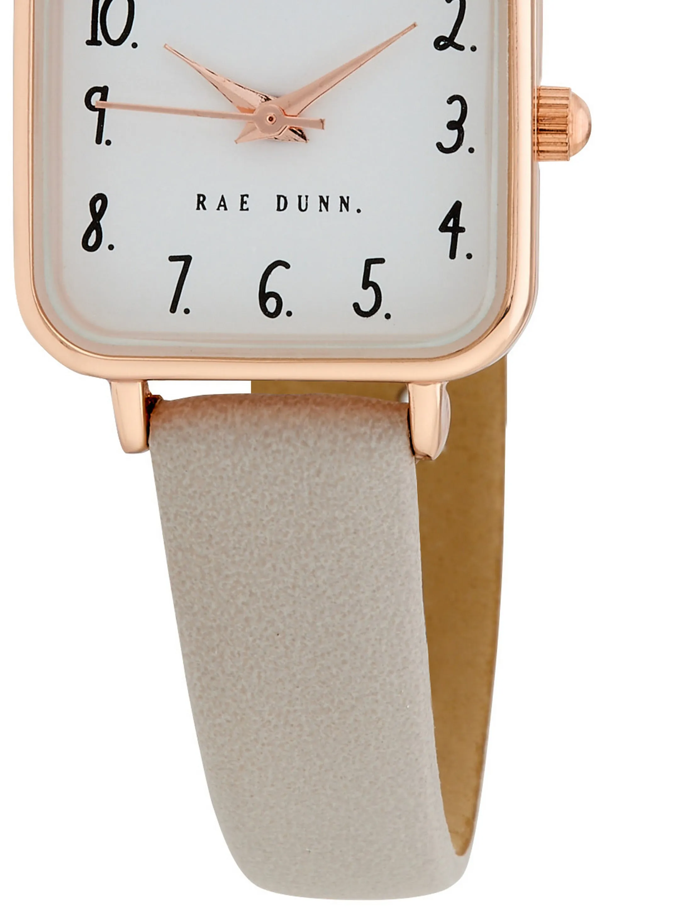 AMY Square Face Vegan Leather Strap Watch in Taupe with Rose Gold, 24mm