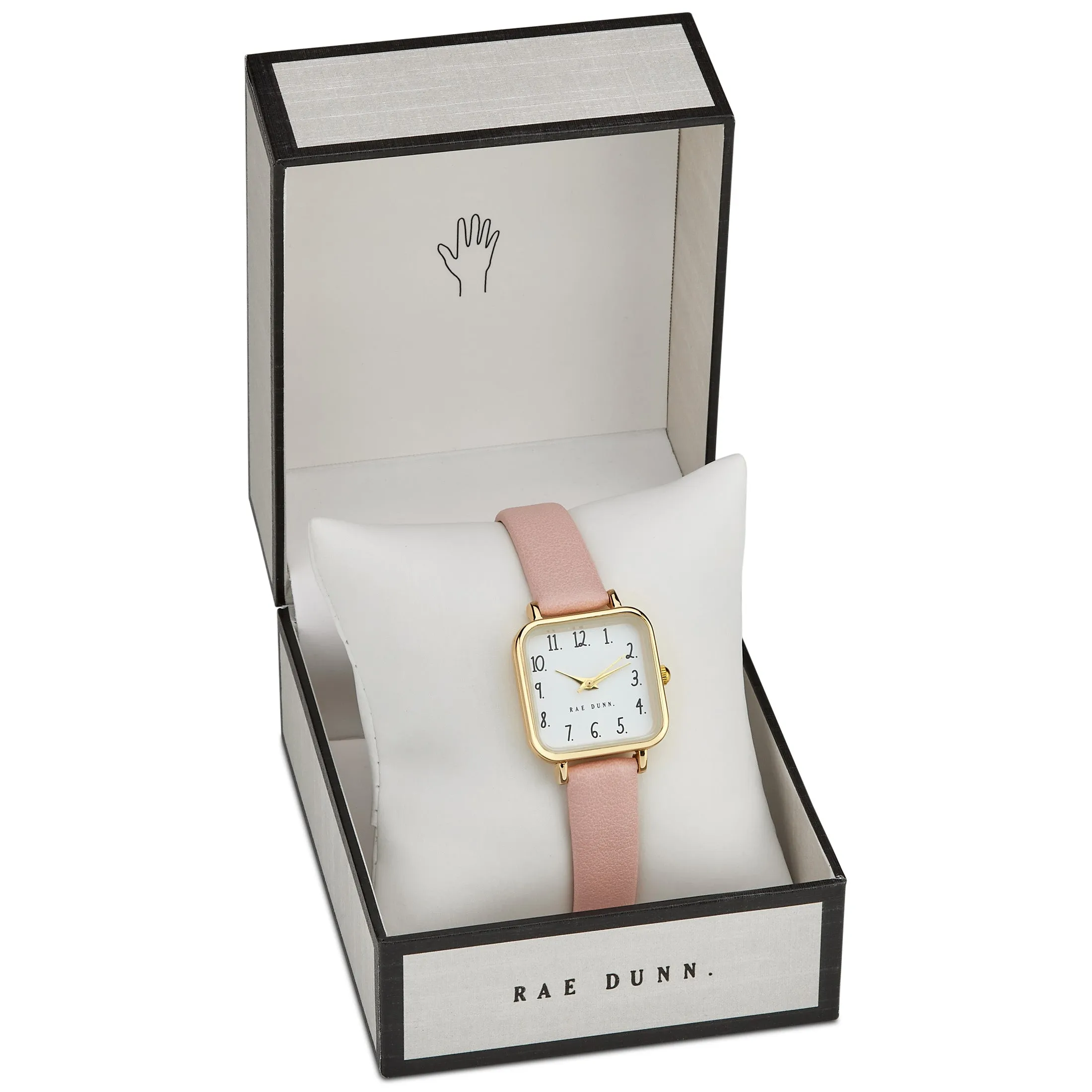 AMY Square Face Vegan Leather Strap Watch in Taupe with Rose Gold, 24mm