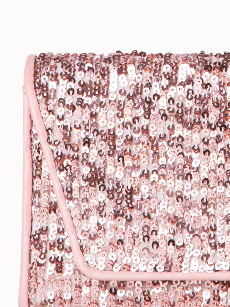 Anouk Mini Clutch in Sequins with Leather Trim