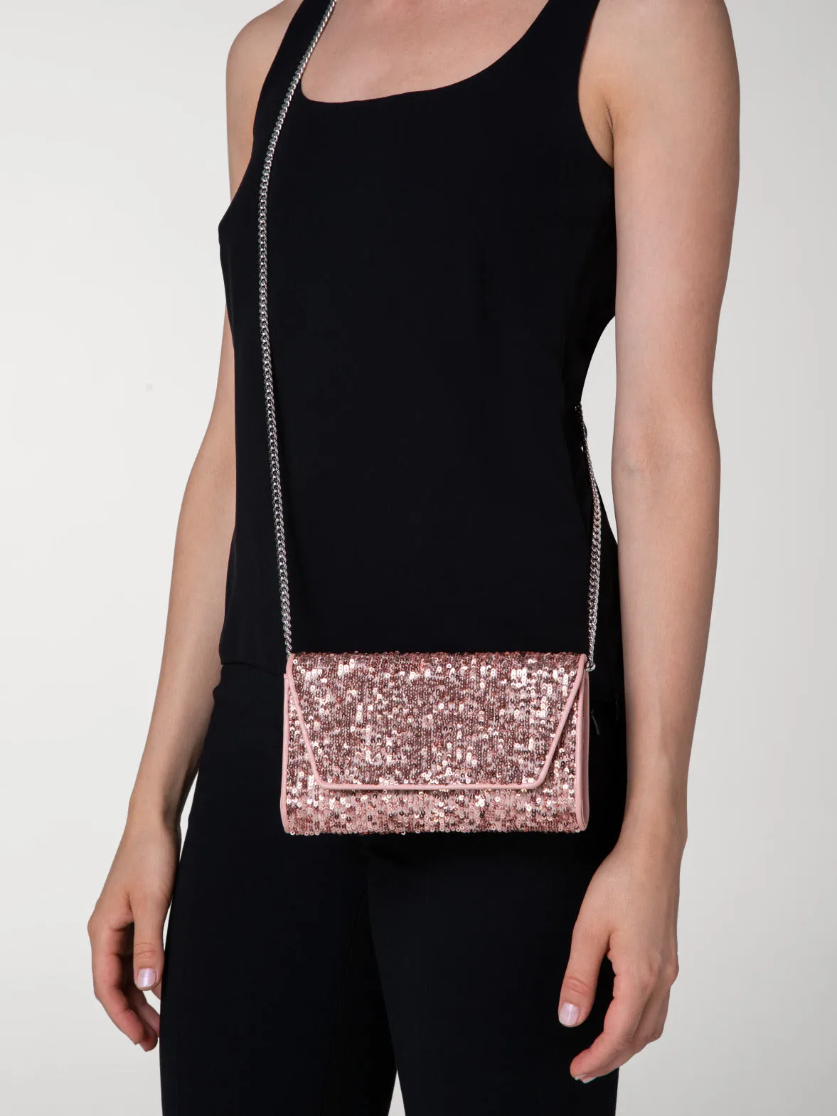 Anouk Mini Clutch in Sequins with Leather Trim