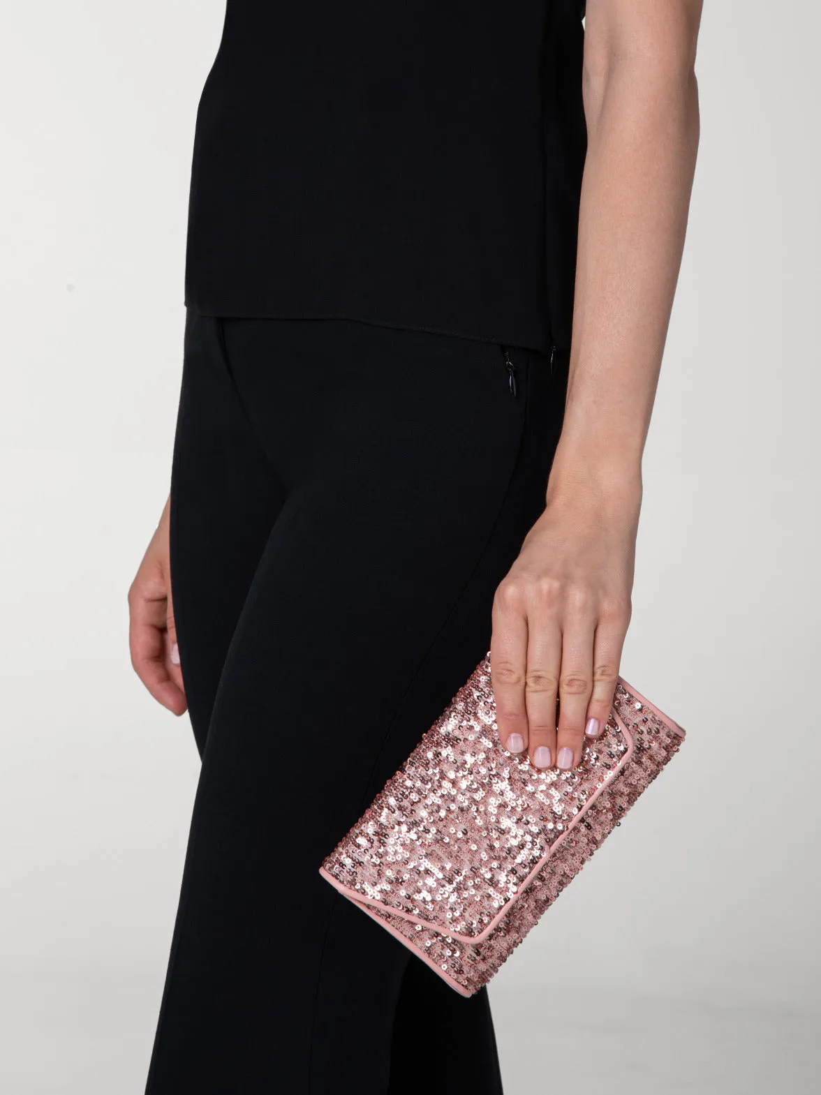 Anouk Mini Clutch in Sequins with Leather Trim