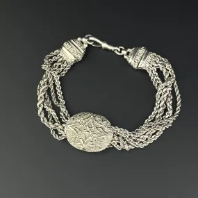 Antique Engraved Silver Albertina Watch Chain Bracelet