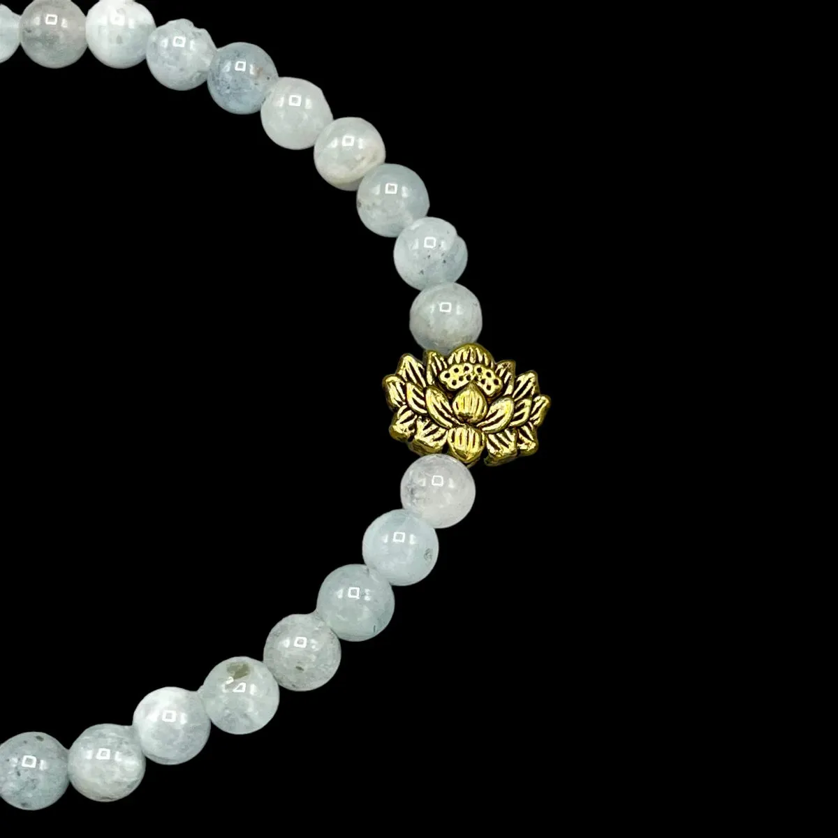 Aquamarine and Antique Gold Lotus Bracelet