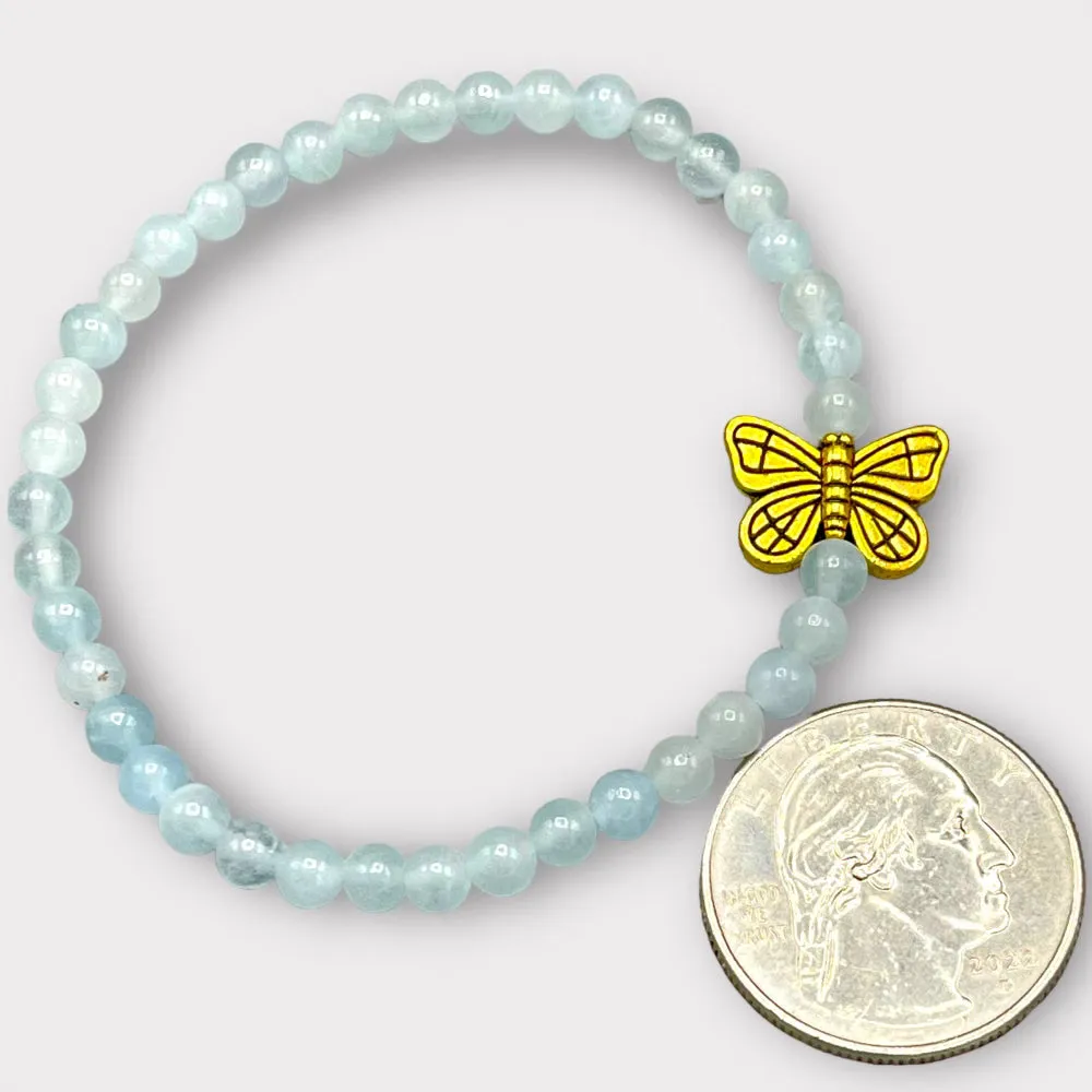 Aquamarine and Gold Butterfly Bracelet