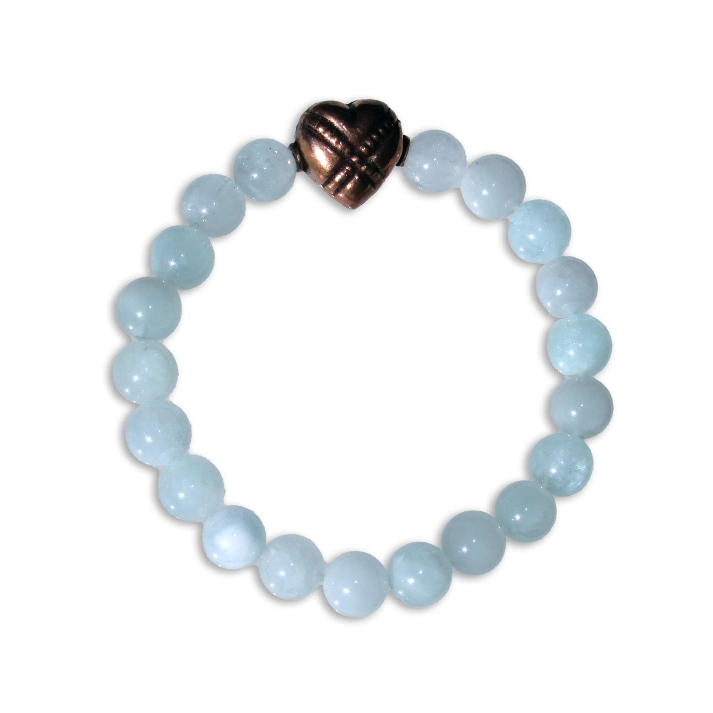 Aquamarine gemstones And Copper Heart Bracelet