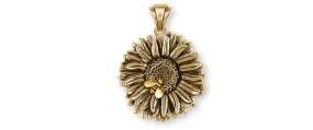 Aster Jewelry 14k Yellow Gold Handmade Aster Flower Pendant  AST1-BEEPG