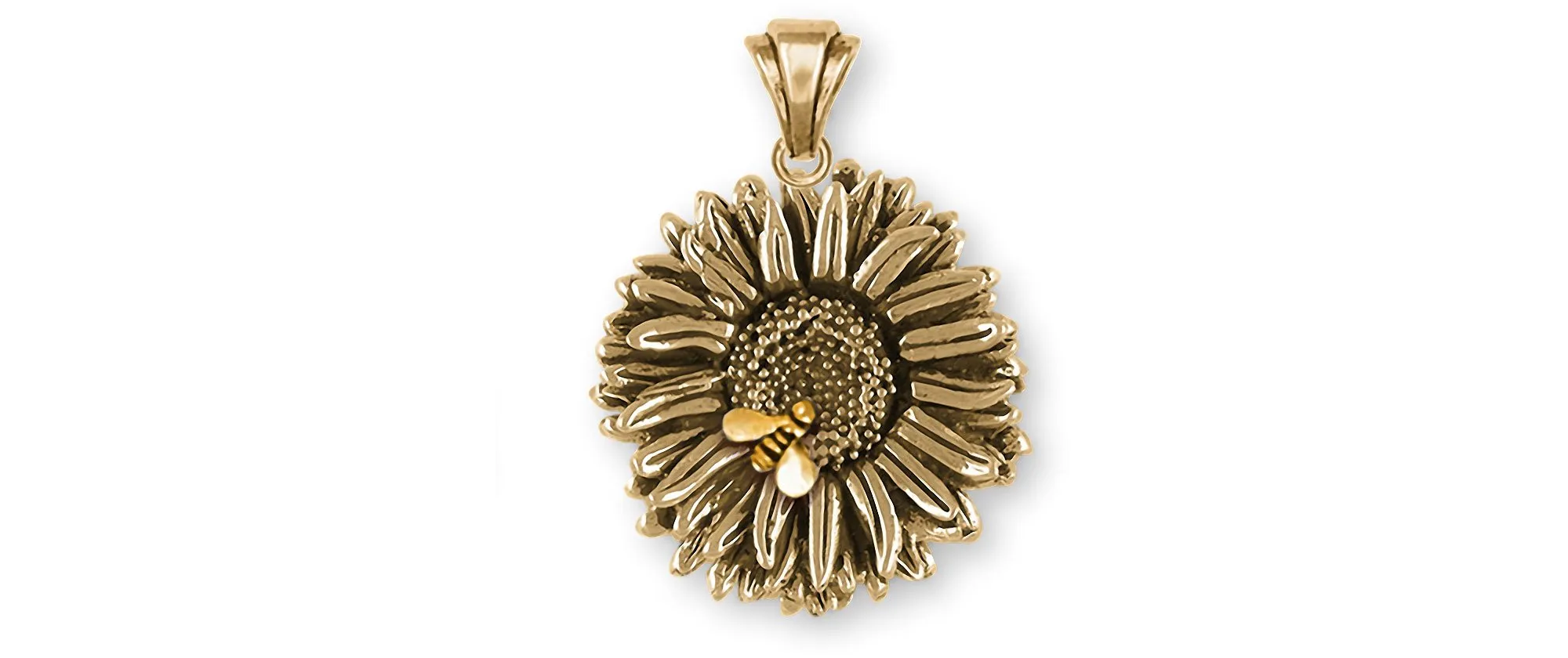 Aster Jewelry 14k Yellow Gold Handmade Aster Flower Pendant  AST1-BEEPG