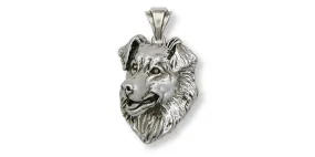 Australian Shepherd Pendant Jewelry Sterling Silver Handmade Dog Pendant AU10-P