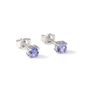 Baikalla? 14k White Gold Natural Tanzanite 4 Prong Stud Earrings