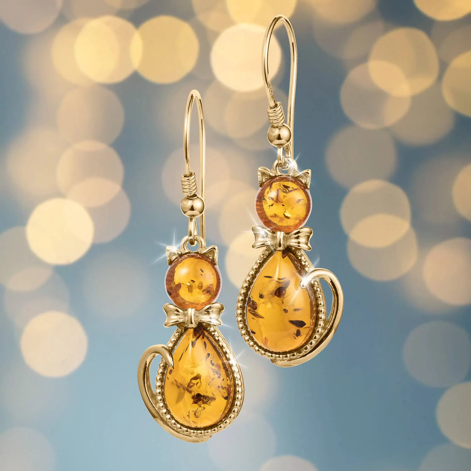 Baltic Amber Feline Earrings