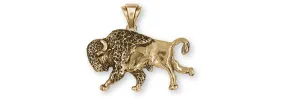 Bison Pendant 14k Yellow Gold Handmade Buffalo And Bison Jewelry  UBS1-PG