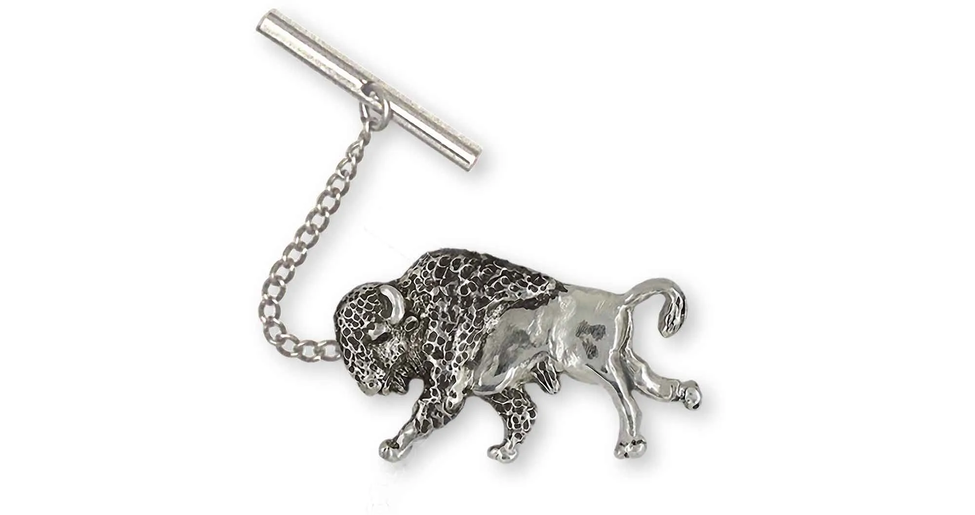 Bison Tie Tack Sterling Silver Handmade Buffalo And Bison Jewelry  UBS1-TT