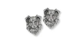 Border Collie Earrings Jewelry Sterling Silver Handmade Dog Earrings BE1-CL