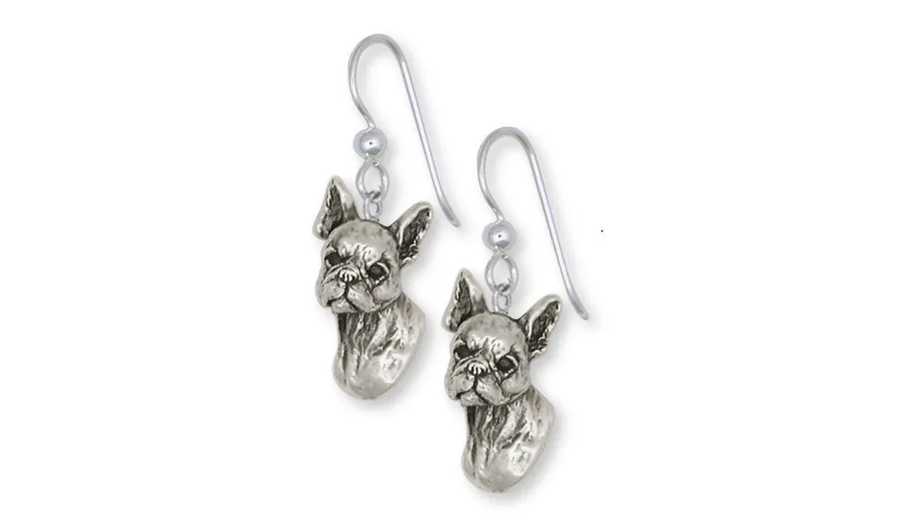 Boston Terrier Earrings Jewelry Sterling Silver Handmade Dog Earrings BT7-E