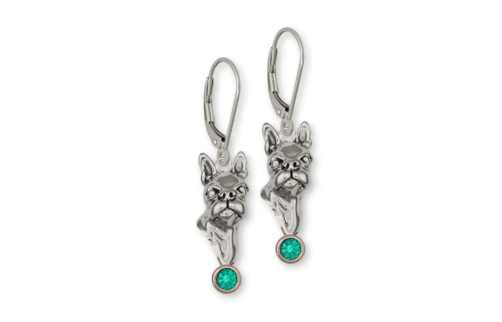 Boston Terrier Earrings Jewelry Sterling Silver Handmade Dog Earrings CH3-SE