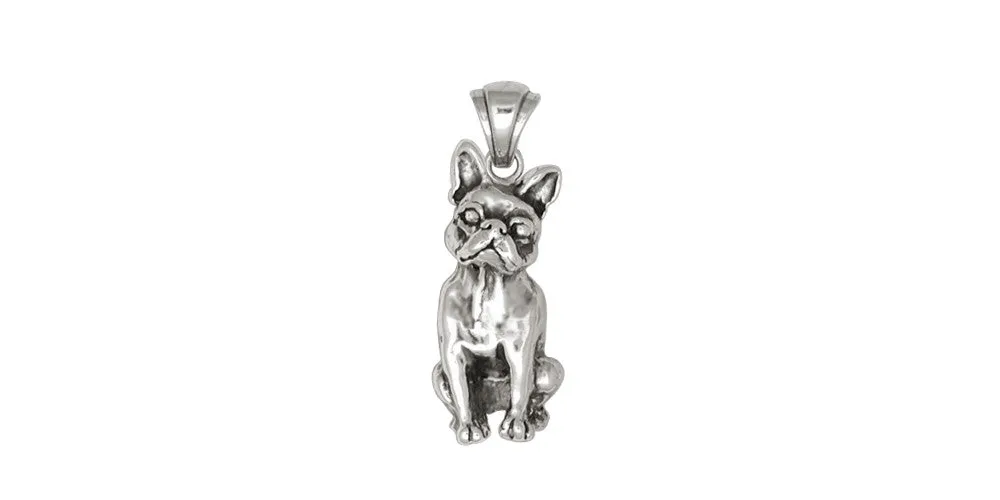 Boston Terrier Pendant Jewelry Sterling Silver Handmade Dog Pendant D011-P