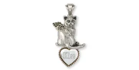 British Shorthair Angel Pendant Jewelry Sterling Silver Handmade Cat Pendant BRS4-ATP