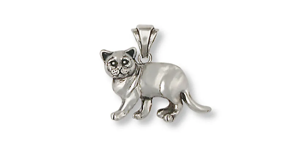 British Shorthair Pendant Jewelry Sterling Silver Handmade Cat Pendant BRS1-P