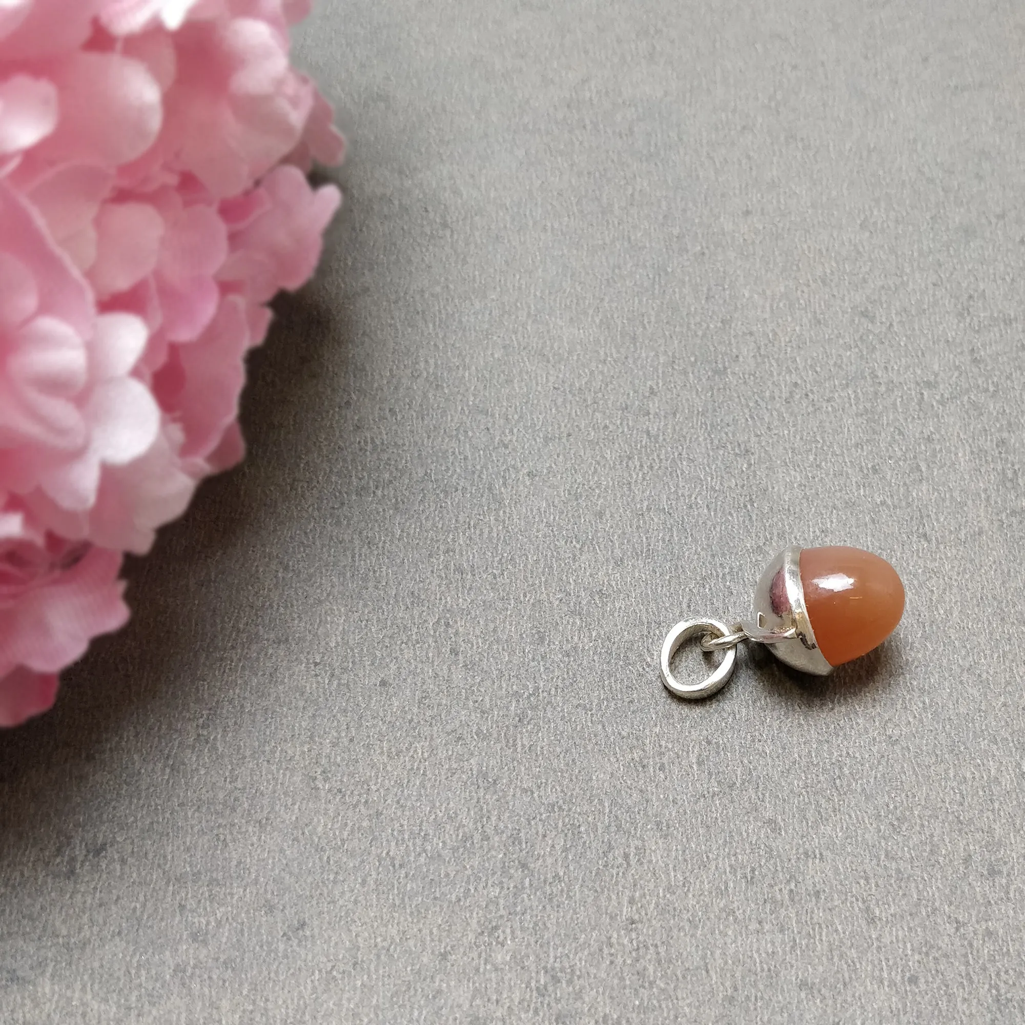 Brown Moonstone Gemstone 925 Sterling Silver Pendant : 4.00gms(Approx) Fashion Regular Size Bullet Pendant With Normal Loop 1" Gift For Her