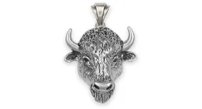 Buffalo Pendant Jewelry Sterling Silver Handmade Bison Pendant BUF1X-P