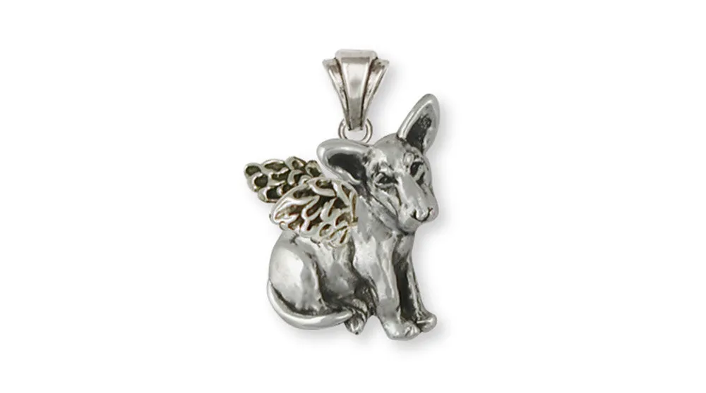 Bull Terrier Angel Pendant Handmade Sterling Silver Dog Jewelry BU7-AP