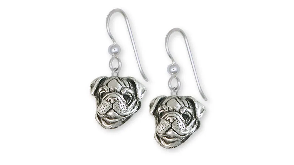 Bulldog Earrings Jewelry Sterling Silver Handmade Dog Earrings BD23H-E