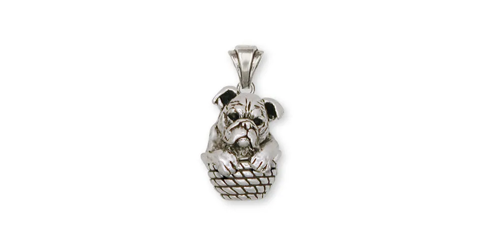 Bulldog Pendant Jewelry Sterling Silver Handmade Dog Pendant BD6BK-P