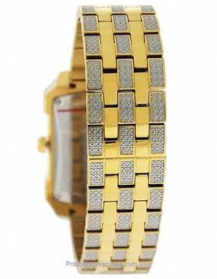 Bulova Mens Crystal Date Watch - Gold-Tone - Day - Date - 24 Hour Subdial