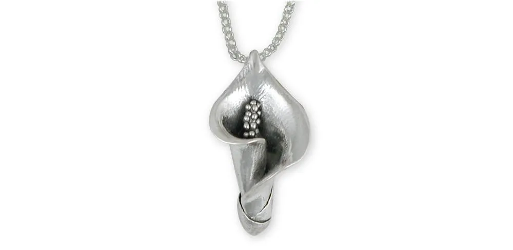 Calla Lily Jewelry Sterling Silver Calla Lily Necklace Handmade Flower Jewelry CAL2-NK