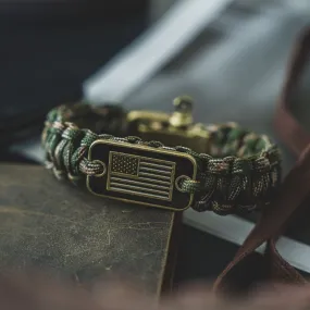 Camo Paracord Bronze Flag Bracelet- Helps Pair Veterans With A Companion Dog