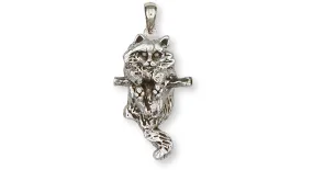 Cat Jewelry Sterling Silver Handmade Cat Pendant  CT50-P